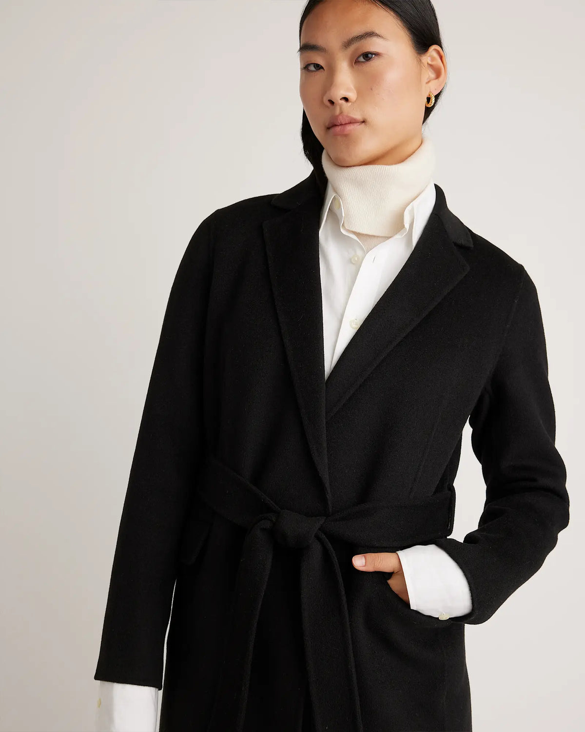 100% Mongolian Cashmere Double-Faced Wrap Coat - US 3960