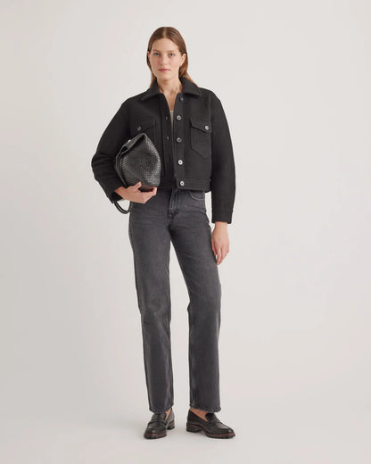 100% Merino Wool Cropped Shirt Jacket - US 2342