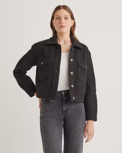 100% Merino Wool Cropped Shirt Jacket - US 2342