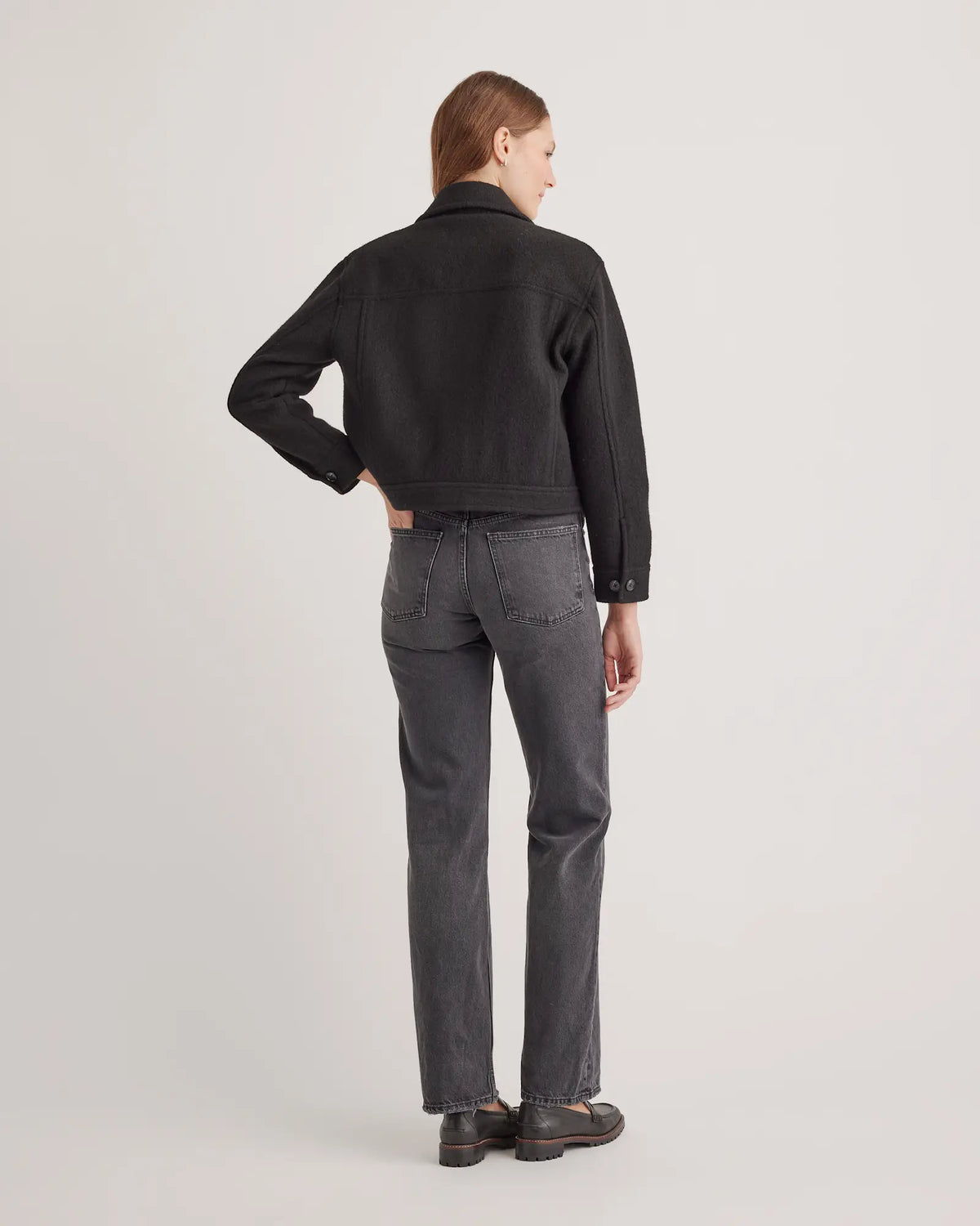 100% Merino Wool Cropped Shirt Jacket - US 2342