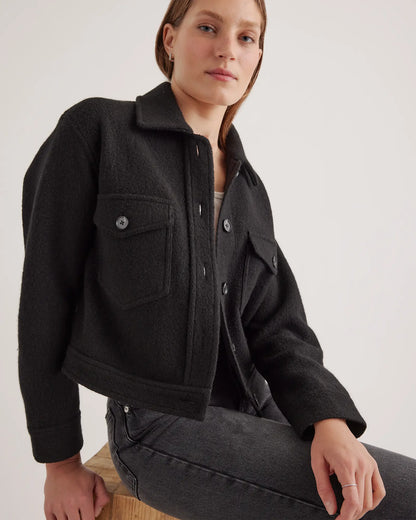 100% Merino Wool Cropped Shirt Jacket - US 2342