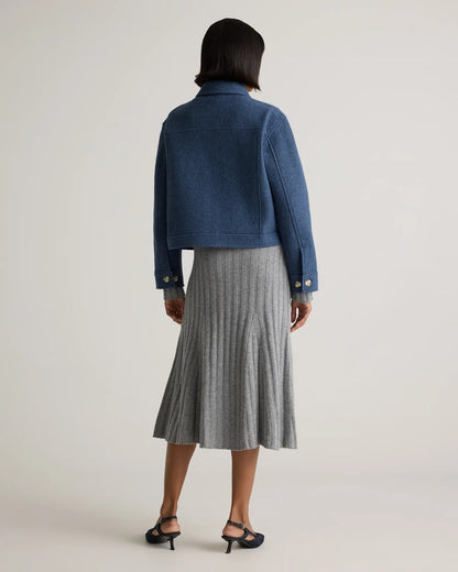 100% Merino Wool Cropped Shirt Jacket - US 3239