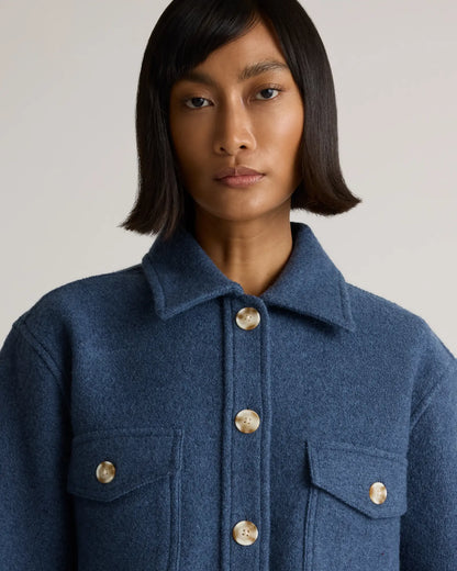 100% Merino Wool Cropped Shirt Jacket - US 3239