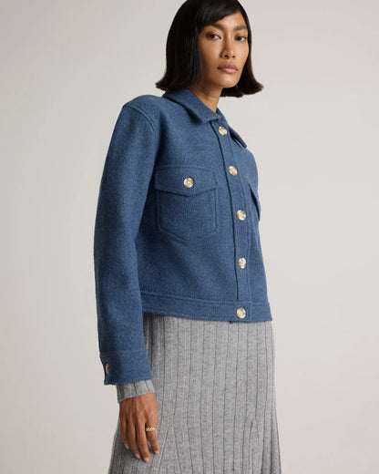 100% Merino Wool Cropped Shirt Jacket - US 3239