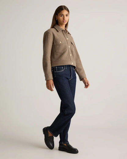 100% Merino Wool Cropped Shirt Jacket - US 6284