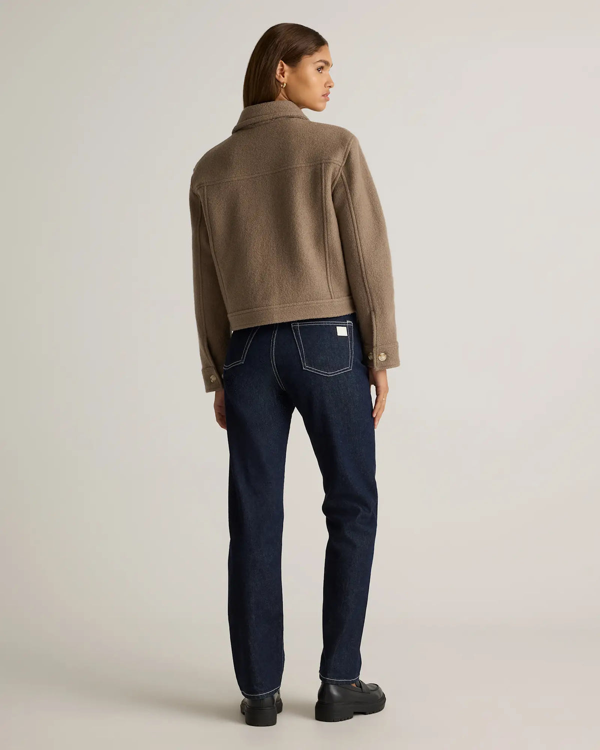 100% Merino Wool Cropped Shirt Jacket - US 6284