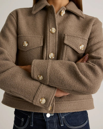 100% Merino Wool Cropped Shirt Jacket - US 6284