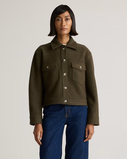 100% Merino Wool Cropped Shirt Jacket - US 8001
