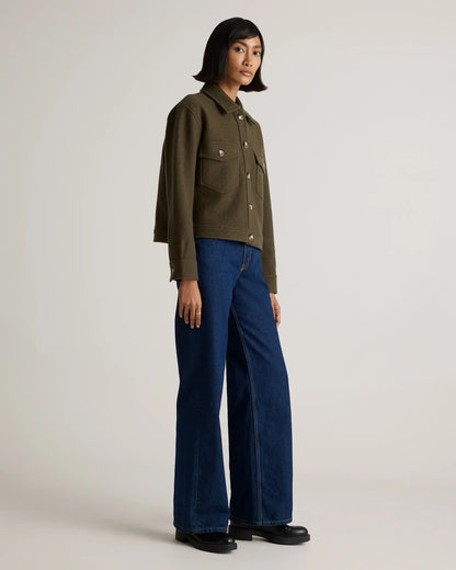 100% Merino Wool Cropped Shirt Jacket - US 8001