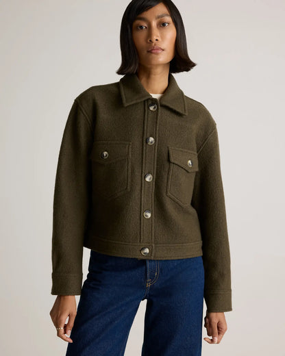 100% Merino Wool Cropped Shirt Jacket - US 8001