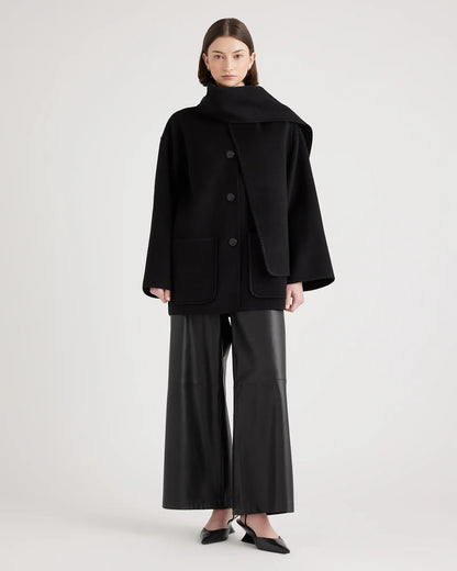 Double-Faced Merino Wool Scarf Coat - US 8184