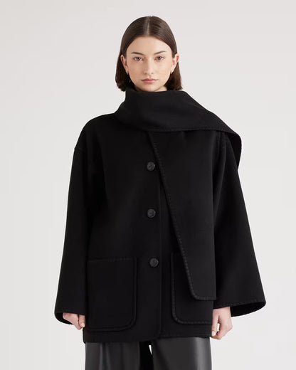 Double-Faced Merino Wool Scarf Coat - US 8184