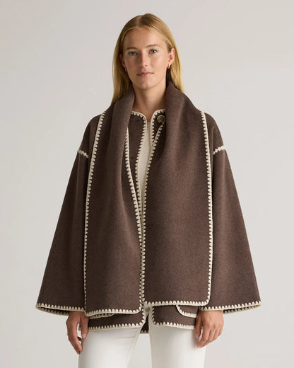 Double-Faced Merino Wool Scarf Coat - US 5854