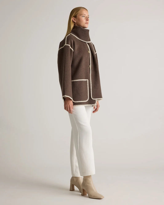 Double-Faced Merino Wool Scarf Coat - US 5854