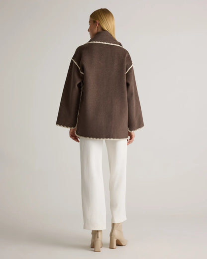 Double-Faced Merino Wool Scarf Coat - US 5854