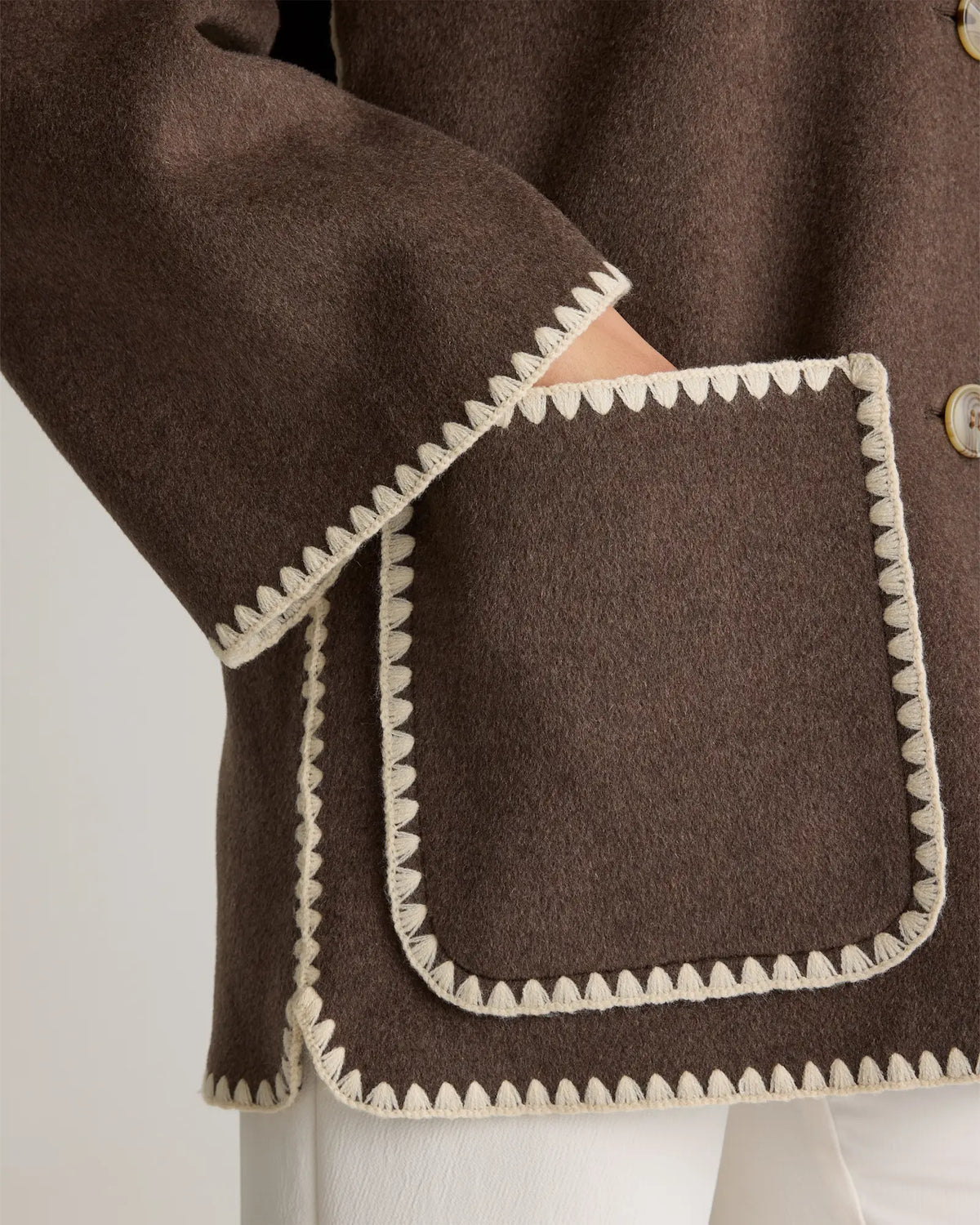 Double-Faced Merino Wool Scarf Coat - US 5854