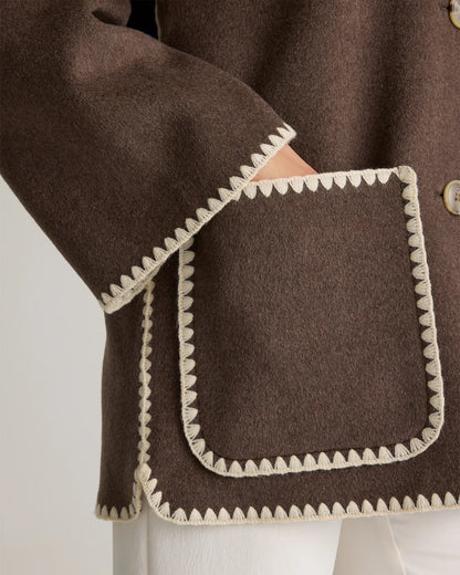 Double-Faced Merino Wool Scarf Coat - US 5854