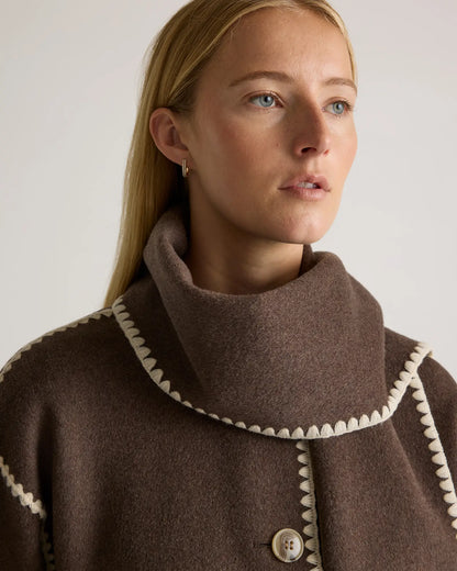 Double-Faced Merino Wool Scarf Coat - US 5854