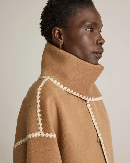 Double-Faced Merino Wool Scarf Coat - US 2349