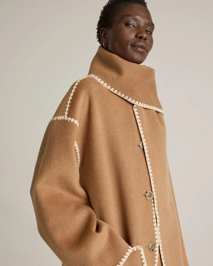 Double-Faced Merino Wool Scarf Coat - US 2349