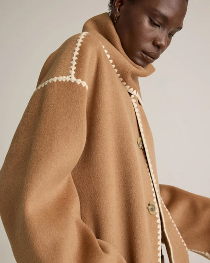 Double-Faced Merino Wool Scarf Coat - US 2349