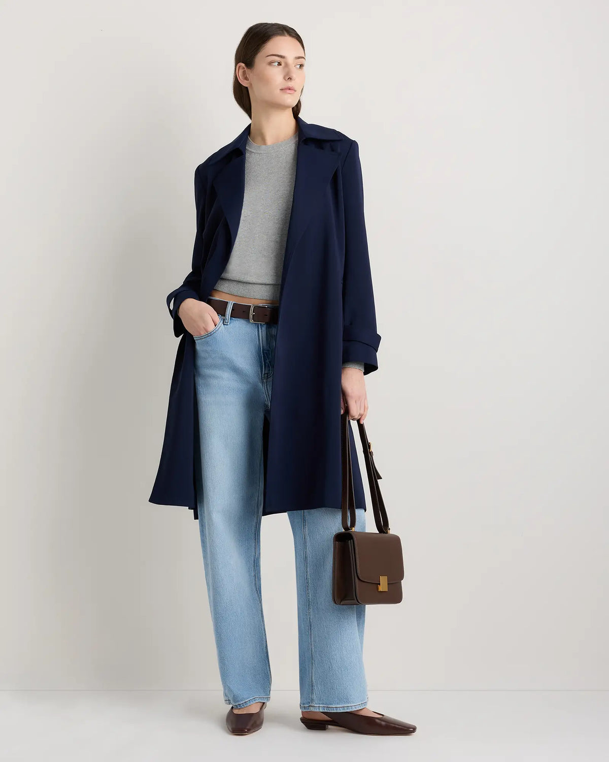 Stretch Crepe Trench Coat - US 8637