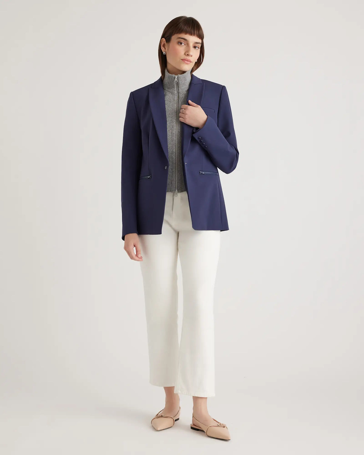100% Mongolian Cashmere Ribbed Collar Blazer Insert - US 8532