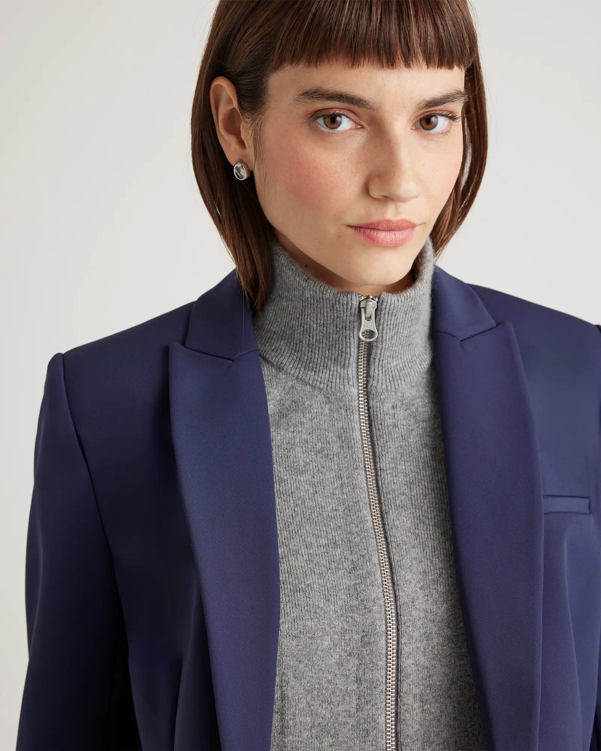100% Mongolian Cashmere Ribbed Collar Blazer Insert - US 8532