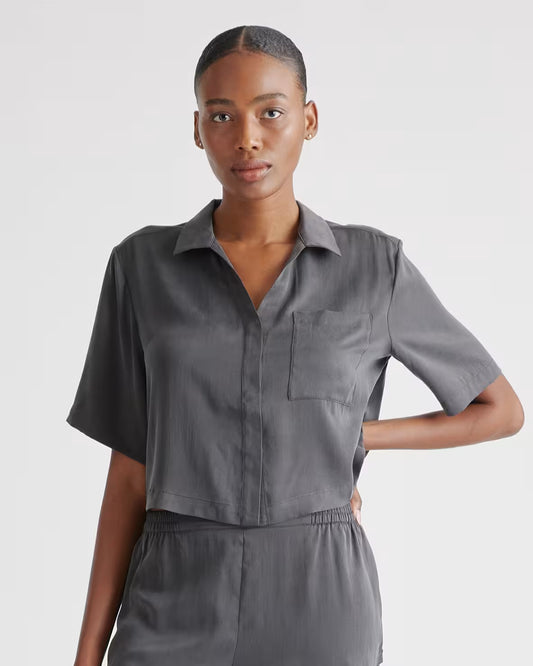 100% Washable Silk Pajama Button Up Top - US 1932