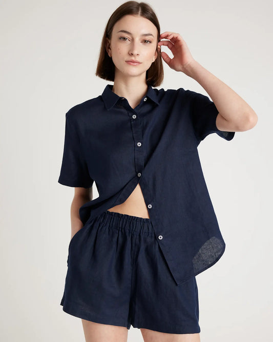 100% European Linen Shorts Pajama Set - US 5899