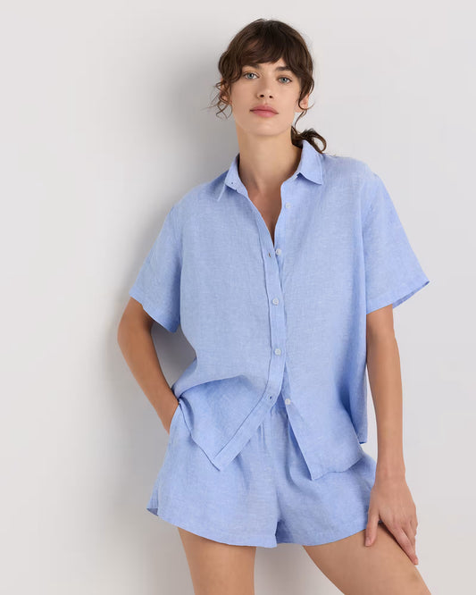 100% European Linen Shorts Pajama Set - US 2869