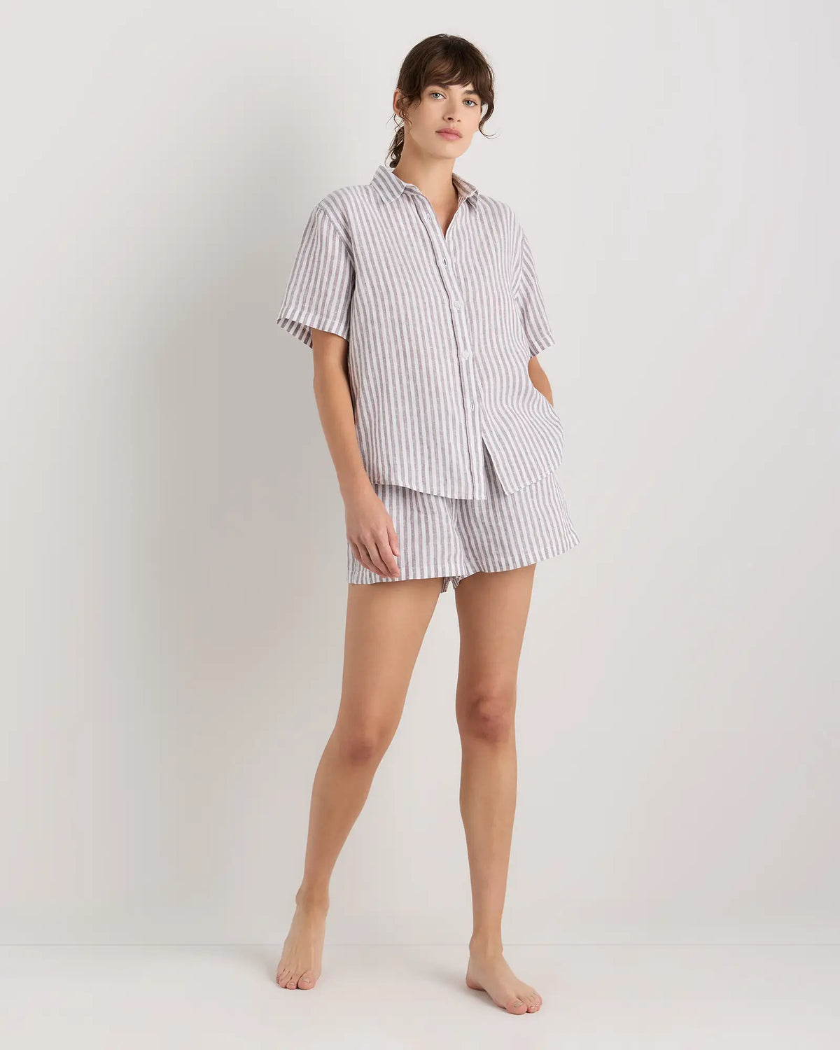 100% European Linen Shorts Pajama Set - US 3118