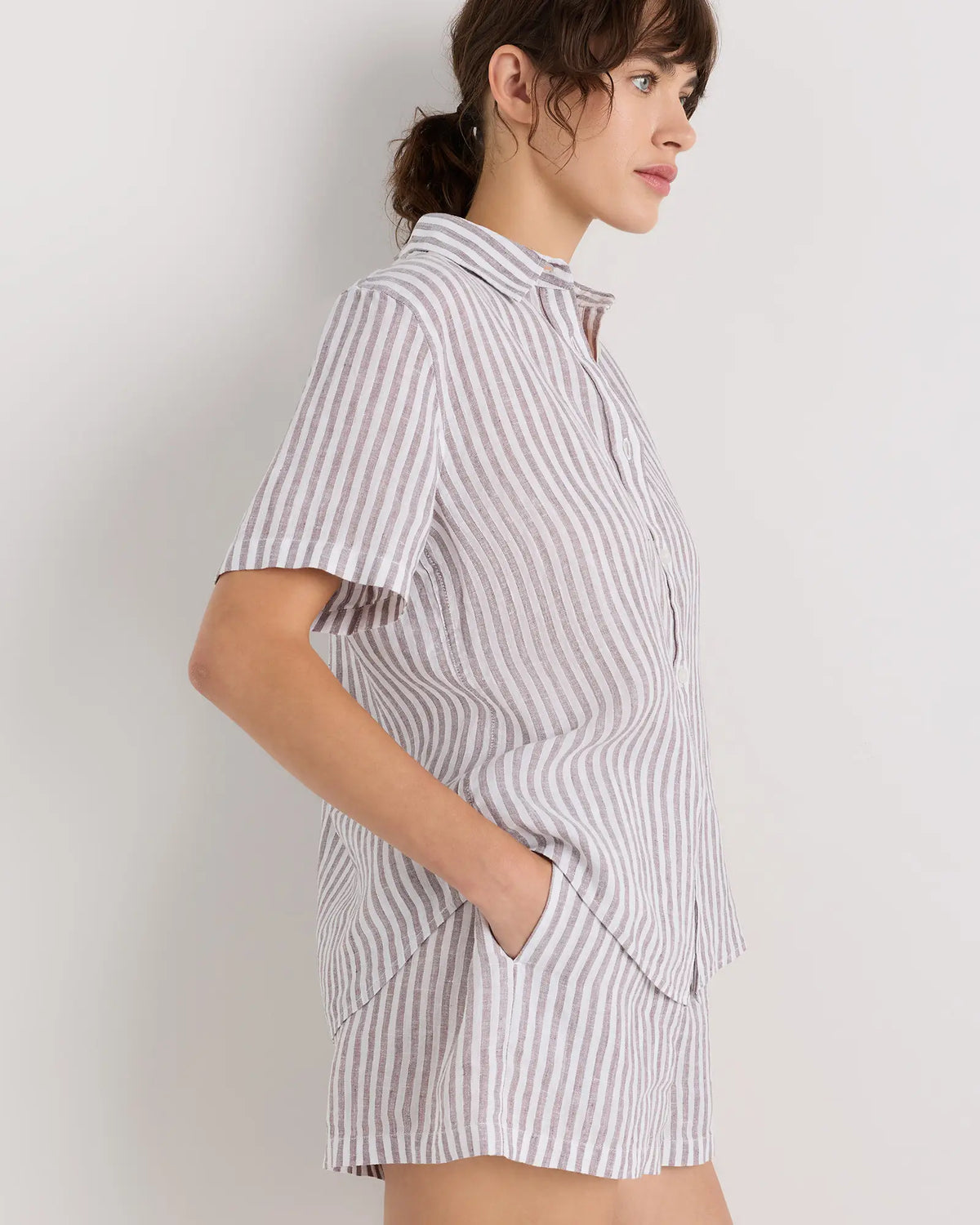 100% European Linen Shorts Pajama Set - US 3118