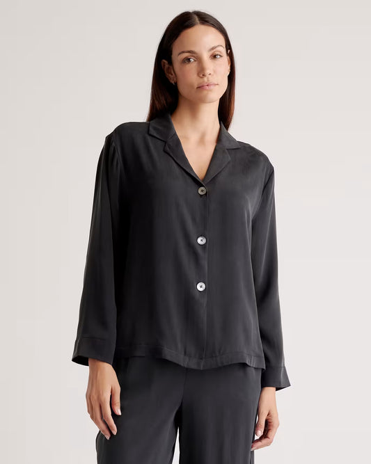 100% Washable Silk Pajama Long Sleeve Top - US 7338