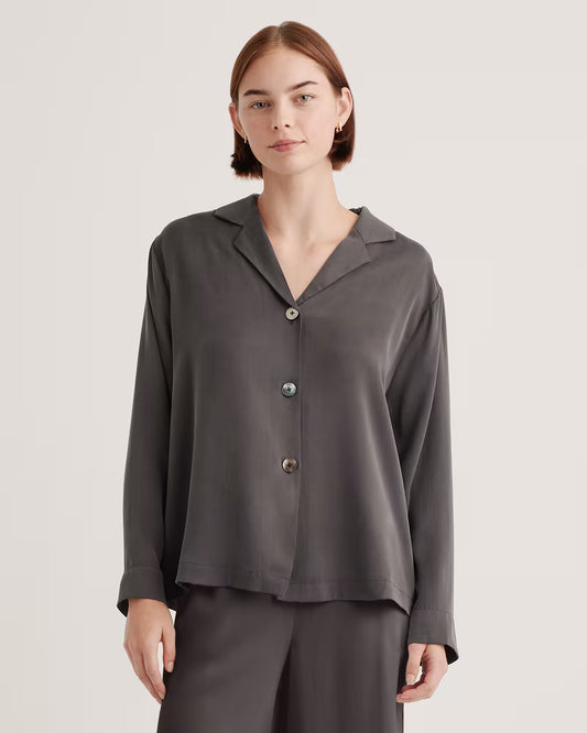 100% Washable Silk Pajama Long Sleeve Top - US 4134