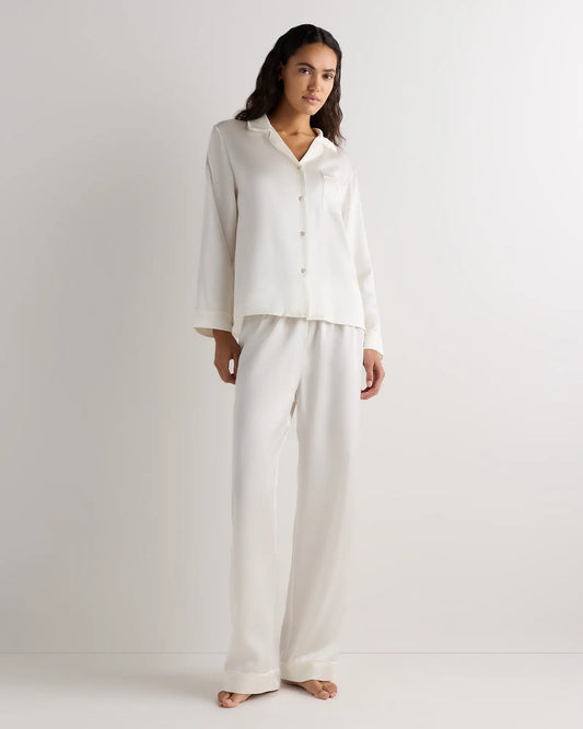 100% Washable Silk Satin Pajama Long Sleeve Top - US 4325