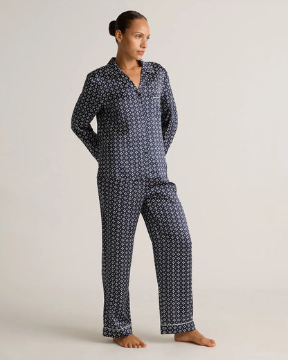100% Washable Silk Satin Pajama Long Sleeve Top - US 5412
