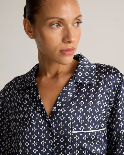 100% Washable Silk Satin Pajama Long Sleeve Top - US 5412