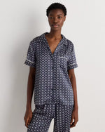 100% Washable Silk Satin Short Sleeve Pajama Top - US 8775