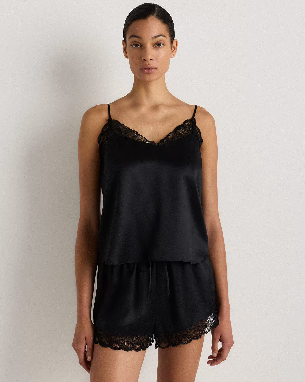 100% Washable Silk Satin Lace Cami Pajama Top - US 1799