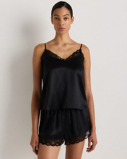 100% Washable Silk Satin Lace Cami Pajama Top - US 1799
