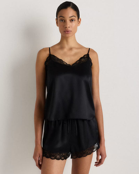 100% Washable Silk Satin Lace Cami Pajama Top - US 1799
