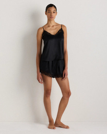 100% Washable Silk Satin Lace Cami Pajama Top - US 1799