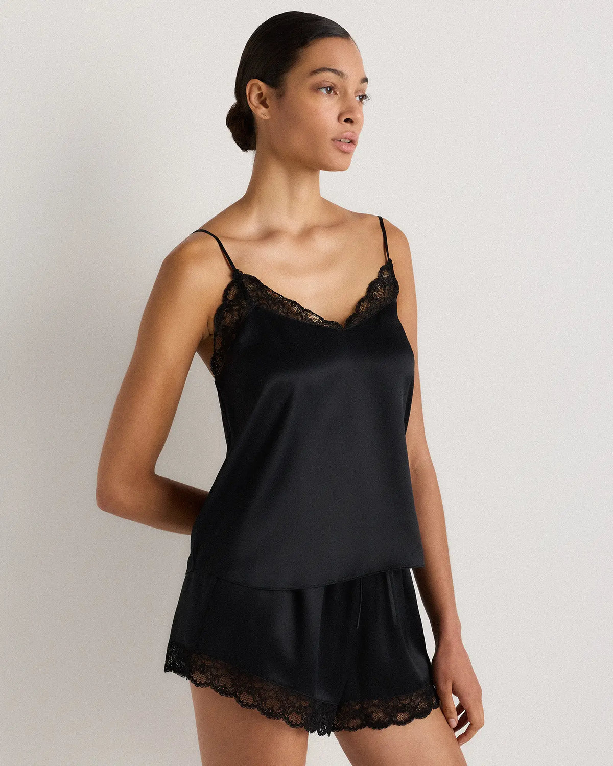 100% Washable Silk Satin Lace Cami Pajama Top - US 1799