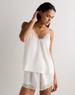100% Washable Silk Satin Lace Cami Pajama Top - US 8453