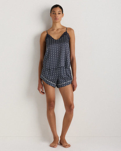 100% Washable Silk Satin Lace Cami Pajama Top - US 5443