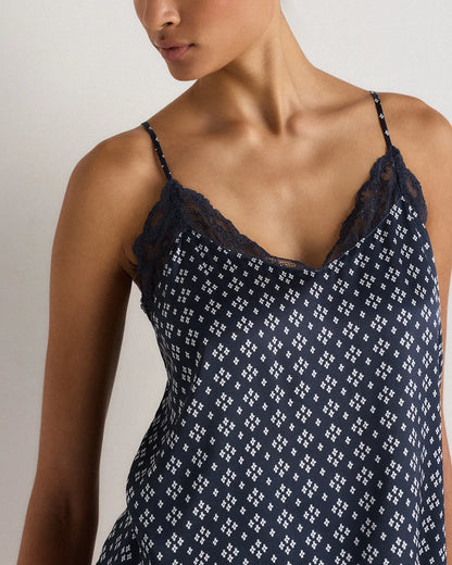 100% Washable Silk Satin Lace Cami Pajama Top - US 5443