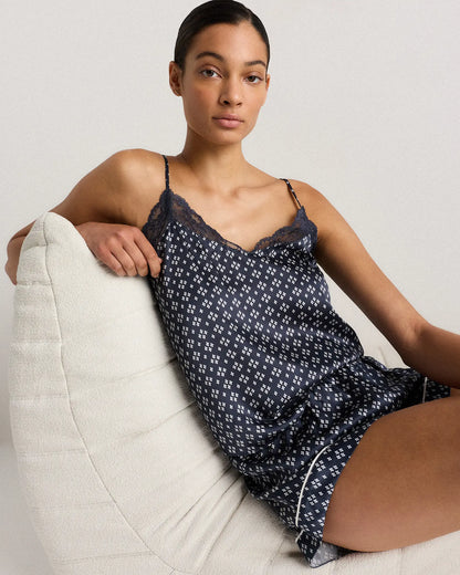 100% Washable Silk Satin Lace Cami Pajama Top - US 5443