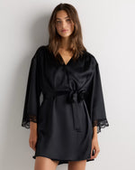 100% Washable Silk Satin Lace Trim Robe - US 1654
