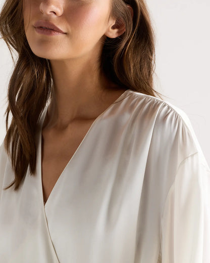 100% Washable Silk Satin Lace Trim Robe - US 7348